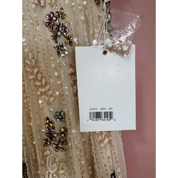NEW NWT Mac Duggal Cap Sleeve Embellished Dress in Blush STYLE 93575 Size 20 - Picture 7 of 15